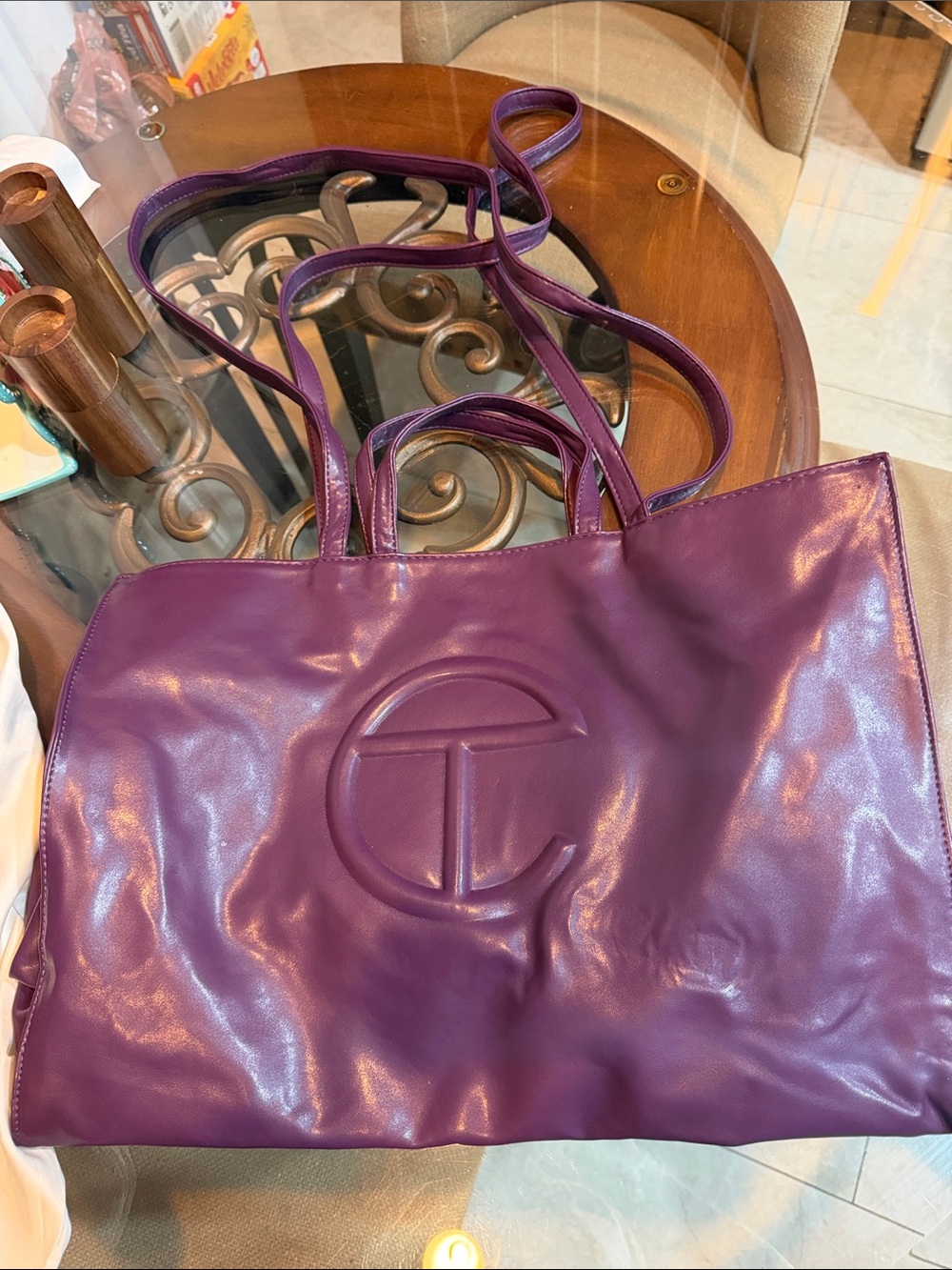 TELFAR Large Tote - Eggplant purple with Dust Bag